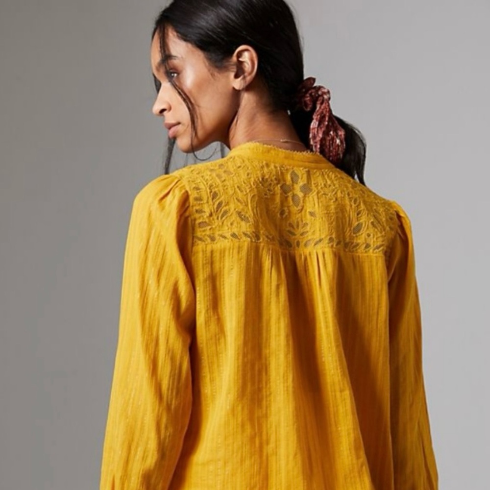 Anthropologie Yellow Blouse Top - Picture 2 of 6